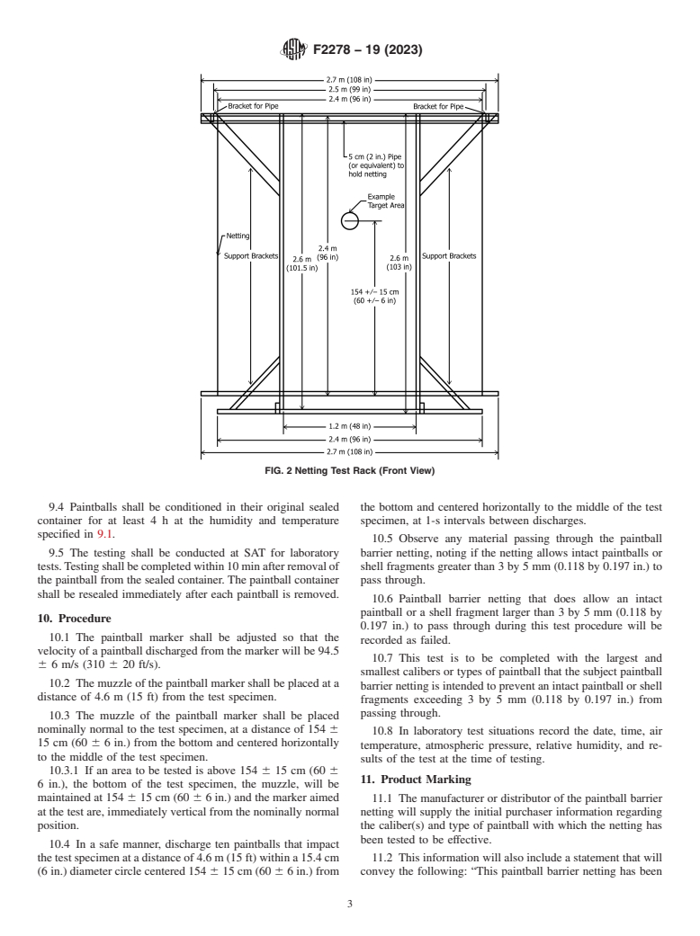 ASTM F2278-19(2023) - Standard Test Method for Evaluating Paintball Barrier Netting