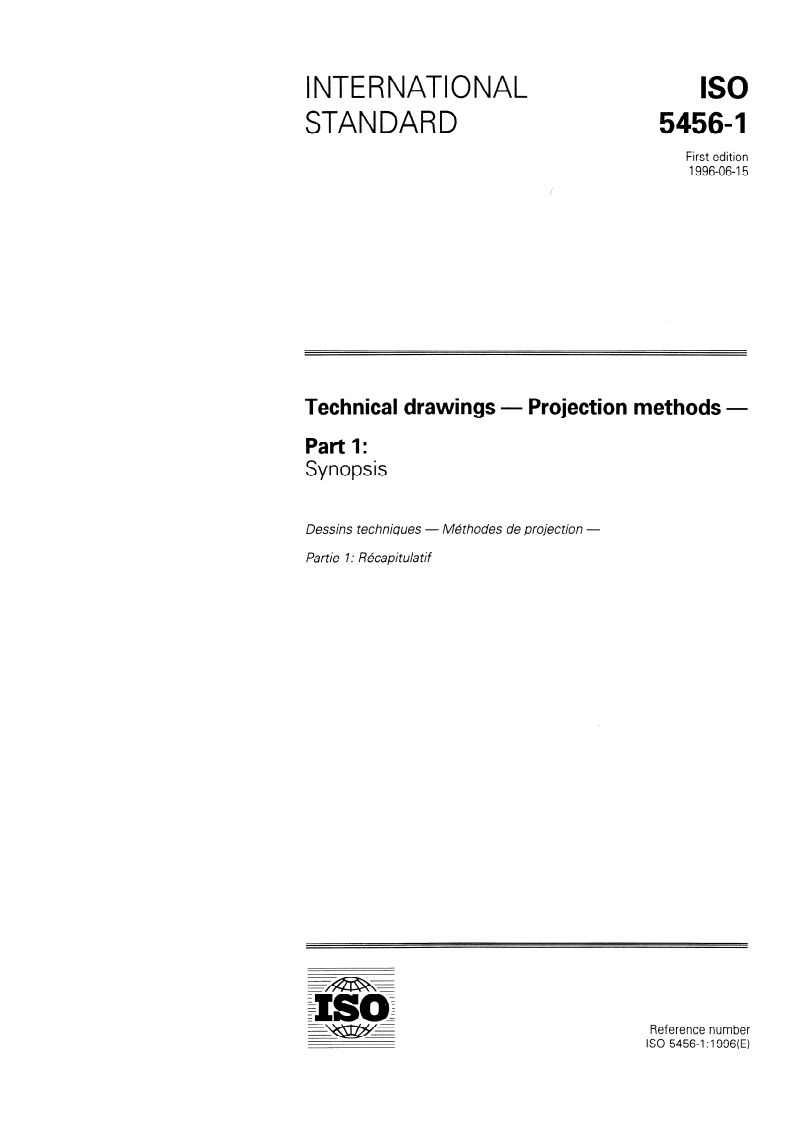 ISO 5456-1:1996 - Technical drawings — Projection methods — Part 1: Synopsis
Released:6/20/1996