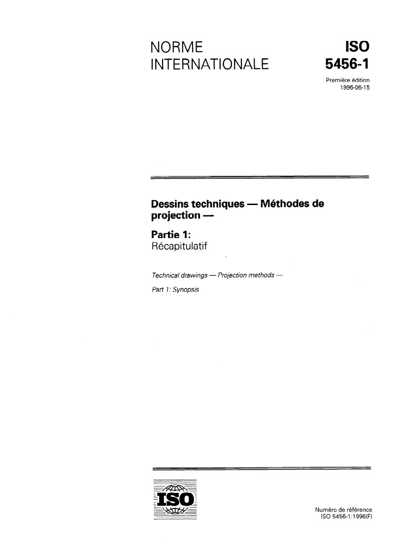 ISO 5456-1:1996 - Dessins techniques — Méthodes de projection — Partie 1: Récapitulatif
Released:6/20/1996