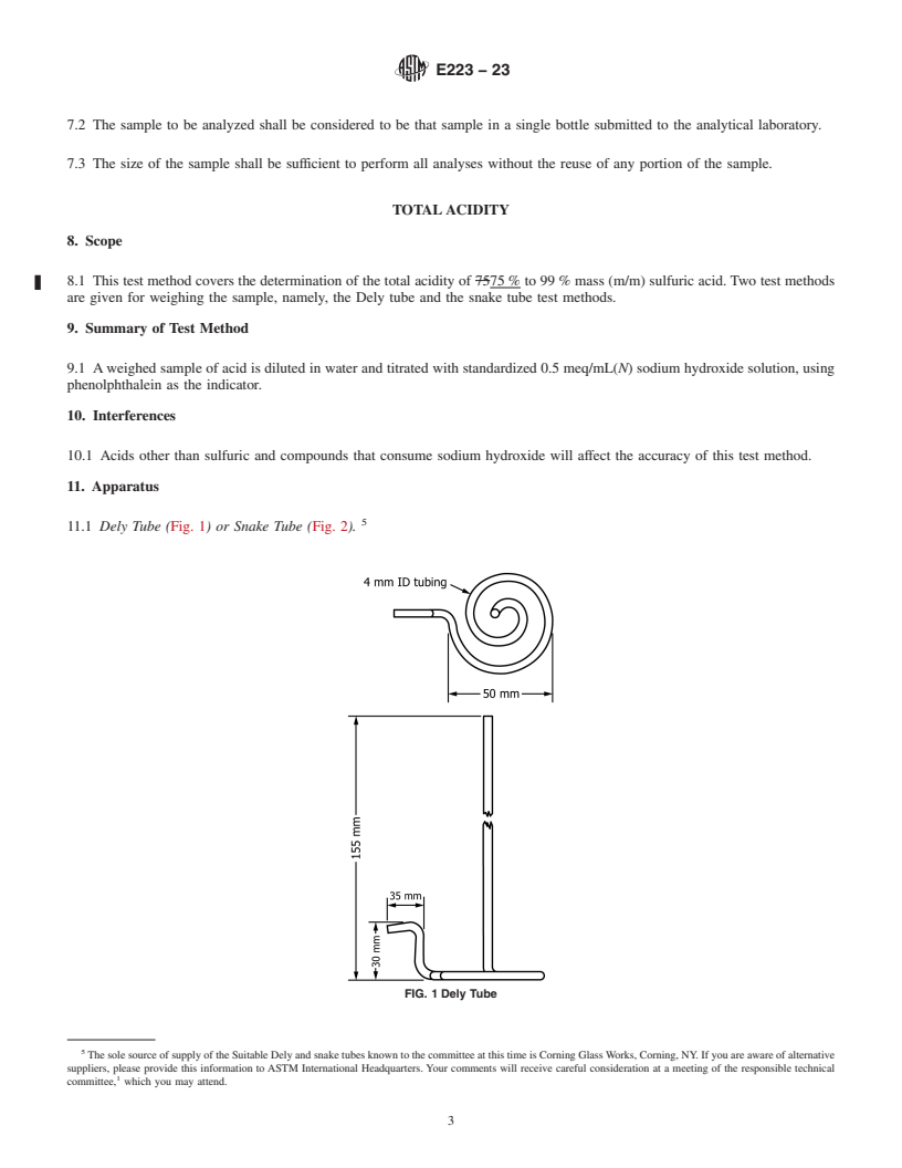 REDLINE ASTM E223-23 - Standard Test Methods for Analysis of Sulfuric Acid