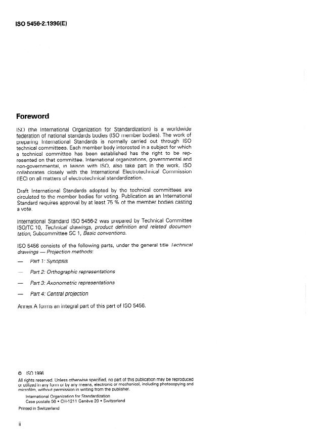 ISO 5456-2:1996 ISO 5456-2:1996 - Technical drawings -- Projection methods - Page 2 preview