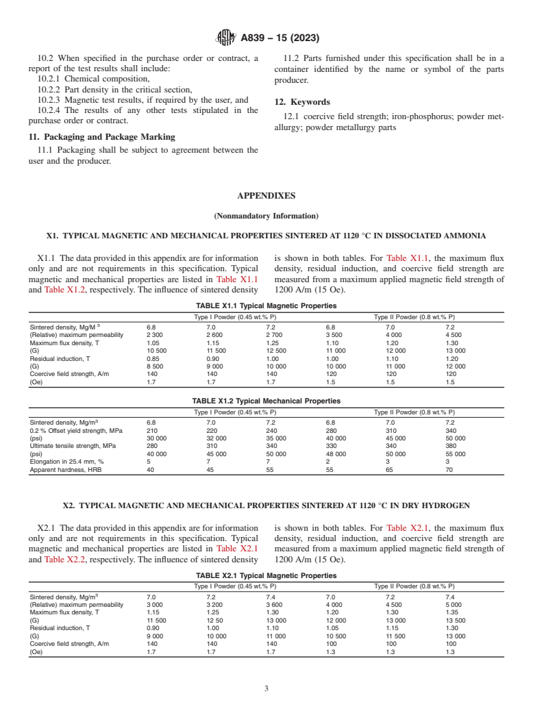 ASTM A839-15(2023) - Standard Specification for  Iron-Phosphorus Powder Metallurgy Parts for Soft Magnetic Applications