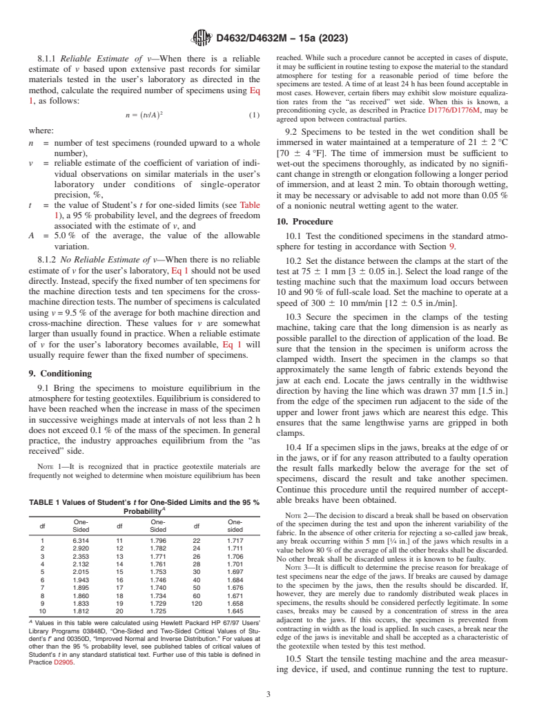 ASTM D4632/D4632M-15a(2023) - Standard Test Method for Grab Breaking Load and Elongation of Geotextiles