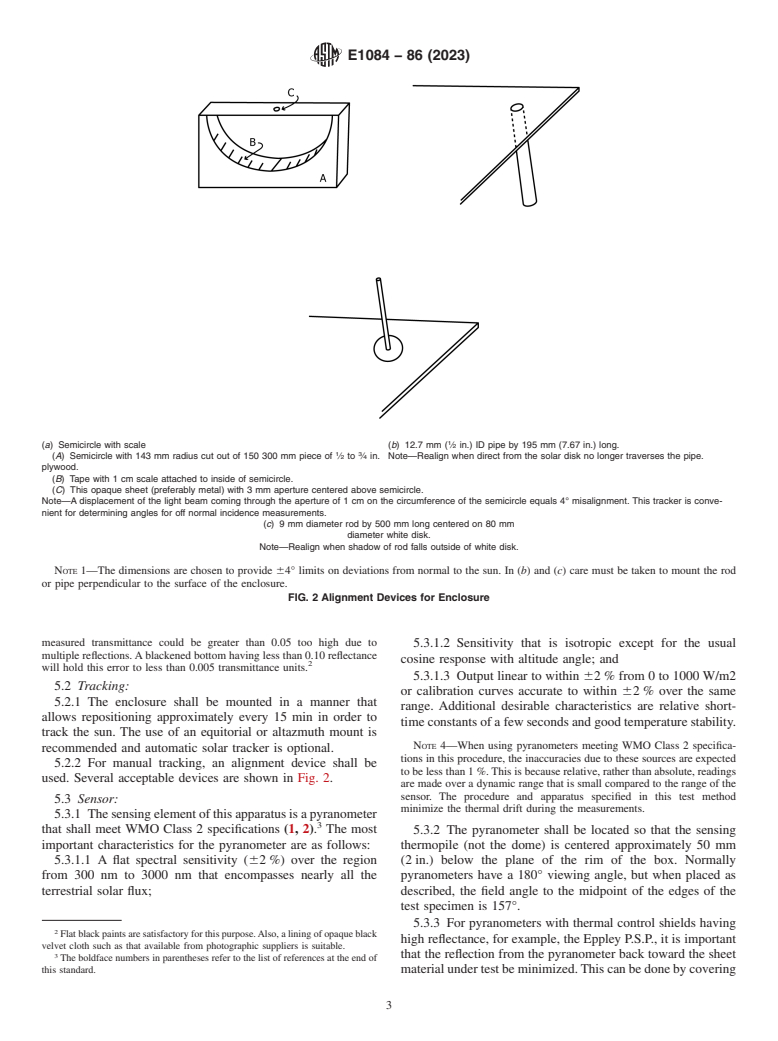 ASTM E1084-86(2023) - Standard Test Method for  Solar Transmittance (Terrestrial) of Sheet Materials Using  Sunlight