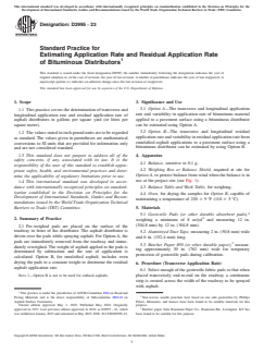 ASTM D2995-23 ASTM D2995-23 - Standard Practice for Estimating Application Rate and Residual Application Rate of Bituminous Distributors - Page 1 preview