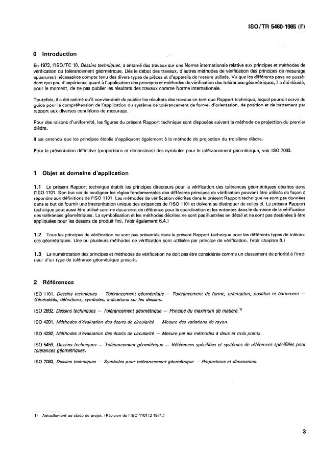 ISO/TR 5460:1985 - Dessins techniques -- Tolérancement géométrique -- Tolérancement de forme, orientation, position et battement -- Principes et méthodes de vérification -- Principes directeurs
