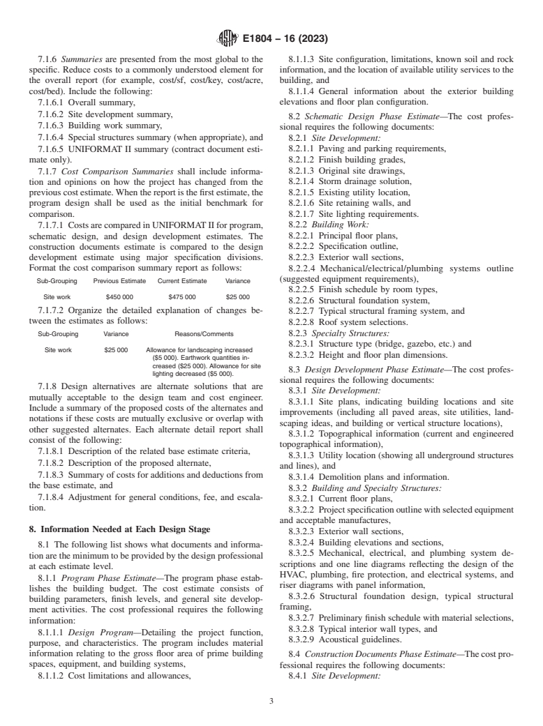 ASTM E1804-16(2023) - Standard Practice for Performing and Reporting Cost Analysis During the Design Phase  of a Project