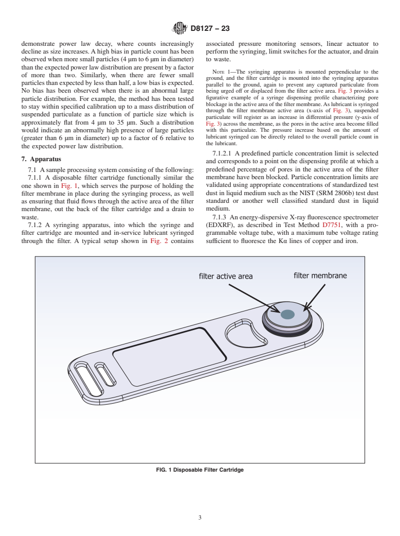 ASTM D8127-23 - Standard Test Method for Coupled Particulate and Elemental Analysis using X-ray Fluorescence  (XRF) for In-Service Lubricants