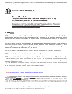 ASTM D8127-23 REDLINE ASTM D8127-23 - Standard Test Method for Coupled Particulate and Elemental Analysis using X-ray Fluorescence (XRF) for In-Service Lubricants - Page 1 preview