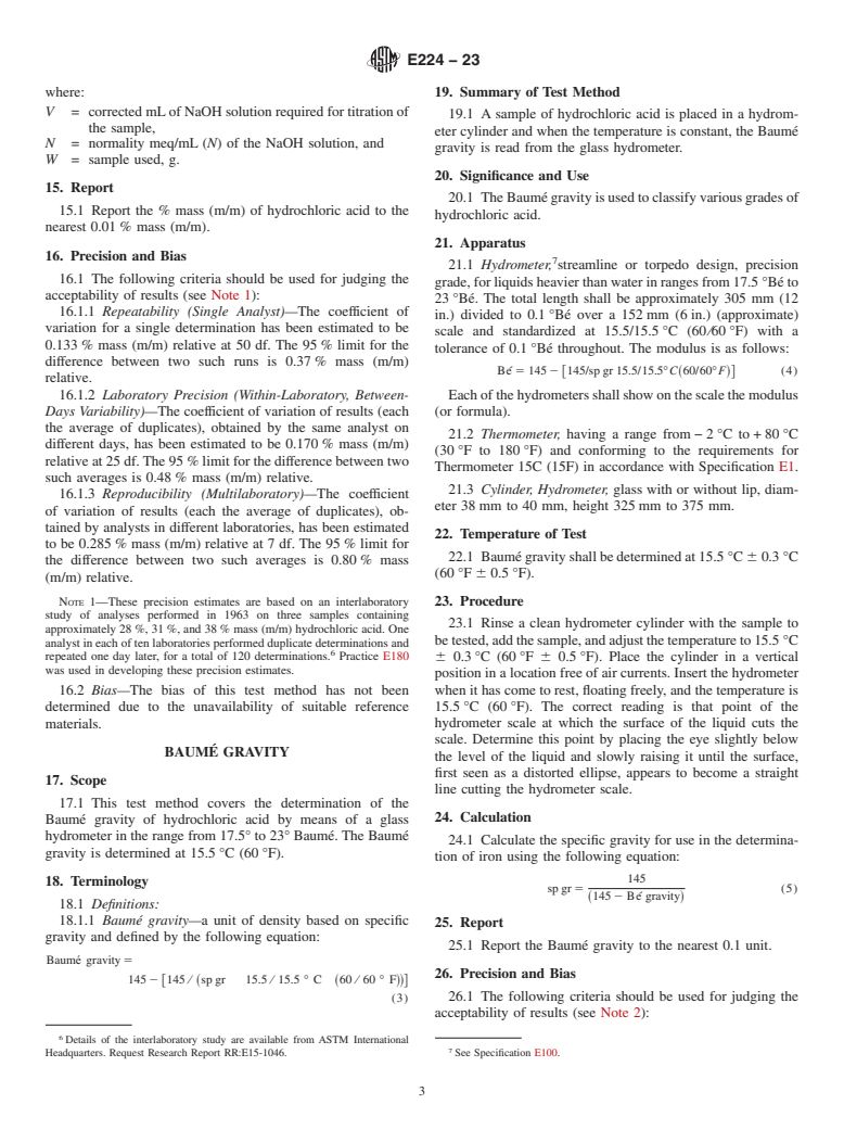 ASTM E224-23 - Standard Test Methods for Analysis of Hydrochloric Acid