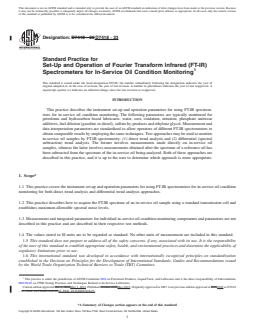 ASTM D7418-23 REDLINE ASTM D7418-23 - Standard Practice for Set-Up and Operation of Fourier Transform Infrared (FT-IR) Spectrometers for In-Service Oil Condition Monitoring - Page 1 preview
