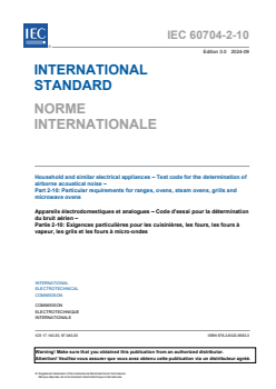 IEC 60704-2-10:2024 - Household and similar electrical appliances - Test code for the determination of airborne acoustical noise - Part 2-10: Particular requirements for ranges, ovens, steam ovens, grills and microwave ovens
Released:3. 09. 2024
Isbn:9782832295823 - Page 3 preview
