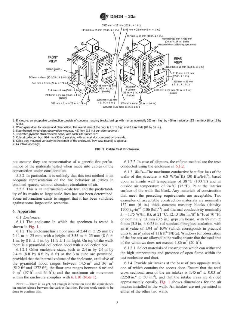 ASTM D5424-23a - Standard Test Method for  Smoke Obscuration of Insulating Materials Contained in Electrical   or Optical Fiber Cables When Burning in a Vertical Cable Tray Configuration