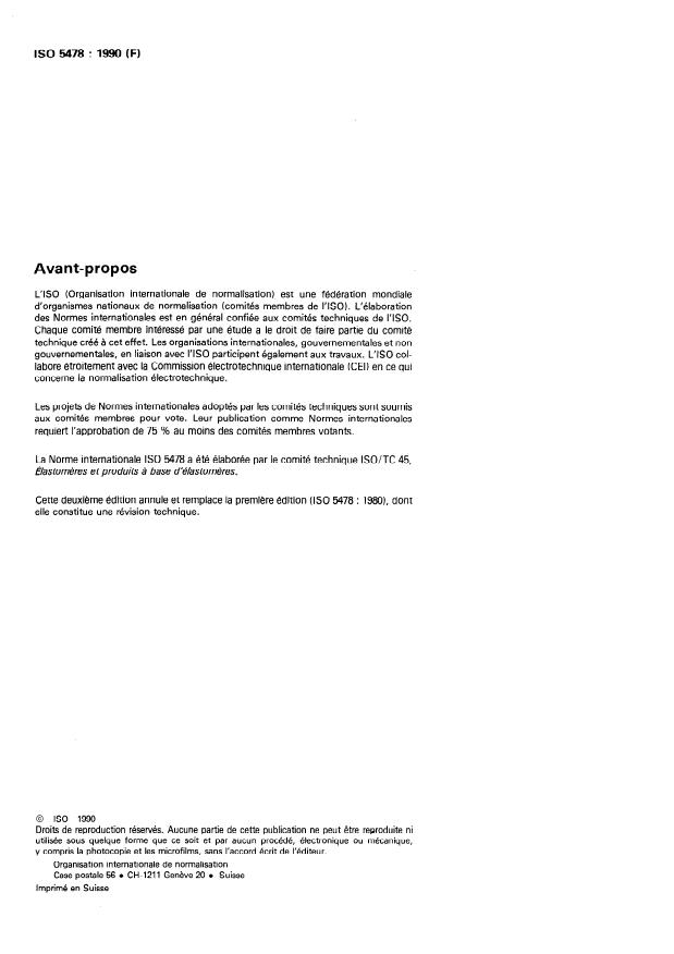 ISO 5478:1990 ISO 5478:1990 - Caoutchouc -- Détermination de la teneur en styrene -- Méthode par nitration - Page 2 preview