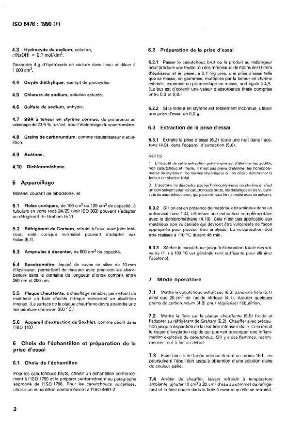 ISO 5478:1990 ISO 5478:1990 - Caoutchouc -- Détermination de la teneur en styrene -- Méthode par nitration - Page 4 preview