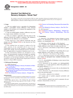ASTM E3009-23 ASTM E3009-23 - Standard Test Method for Sensory Analysis—Tetrad Test