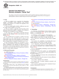 ASTM E3009-23 ASTM E3009-23 - Standard Test Method for Sensory Analysis—Tetrad Test