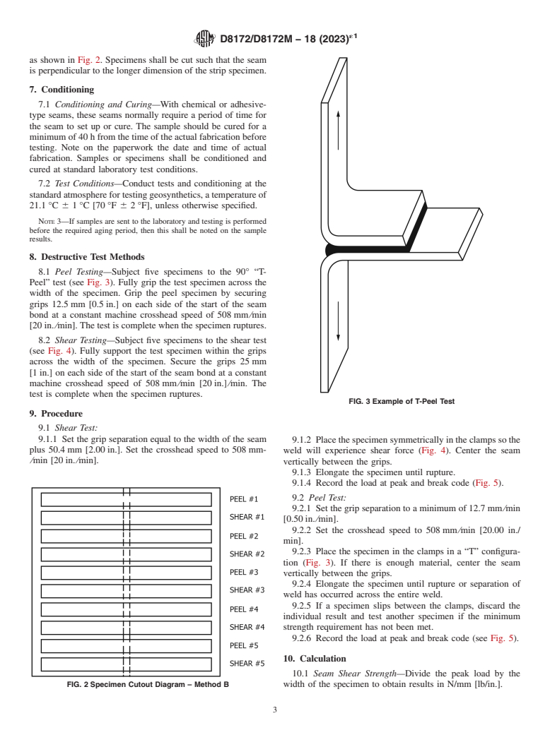 ASTM D8172/D8172M-18(2023)e1 - Standard Test Method for Shear and Peel Strength of Solvent-Welded Seams with Nonreinforced  Geomembranes