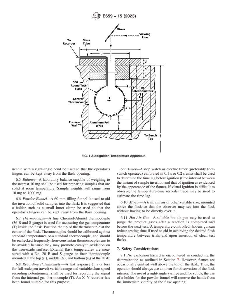 ASTM E659-15(2023) - Standard Test Method for  Autoignition Temperature of Chemicals