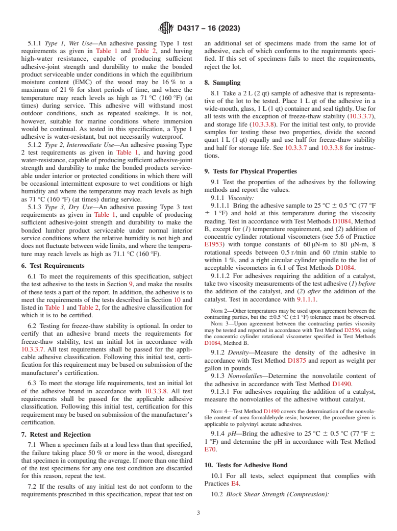 ASTM D4317-16(2023) - Standard Specification for Polyvinyl Acetate-Based Emulsion Adhesives