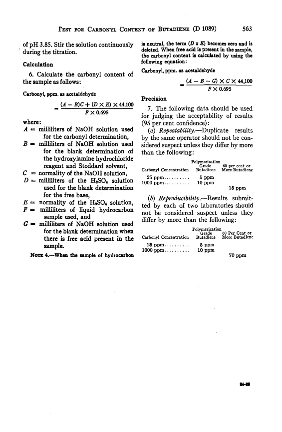 ASTM D1089-59(1978) - Method of Test for Carbonyl Content of Butadiene (Withdrawn 1983)