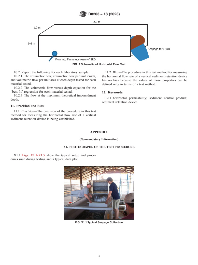 ASTM D8203-18(2023) - Standard Test Method for Determination of the Horizontal Water Flow Rate of a Geosynthetic  Screening Material, Product, or Device