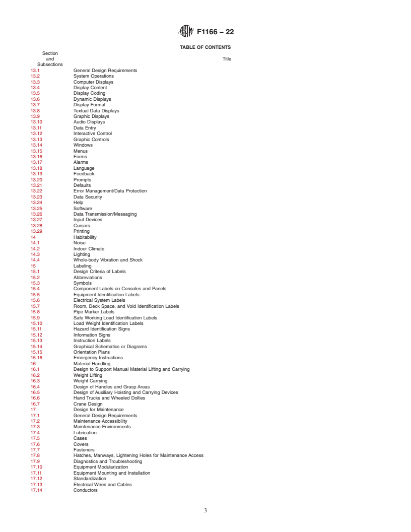 REDLINE ASTM F1166-22 - Standard Practice for Human Engineering Design for Marine Systems, Equipment, and  Facilities<rangeref></rangeref  >