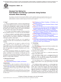 ASTM D8004-23 ASTM D8004-23 - Standard Test Method for Fuel Dilution of In-Service Lubricants Using Surface Acoustic Wave Sensing - Page 1 preview