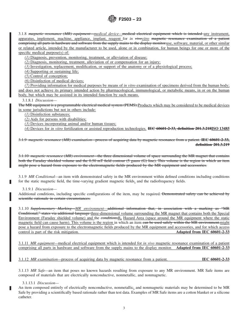 REDLINE ASTM F2503-23 - Standard Practice for Marking Medical Devices and Other Items for Safety in the Magnetic  Resonance Environment