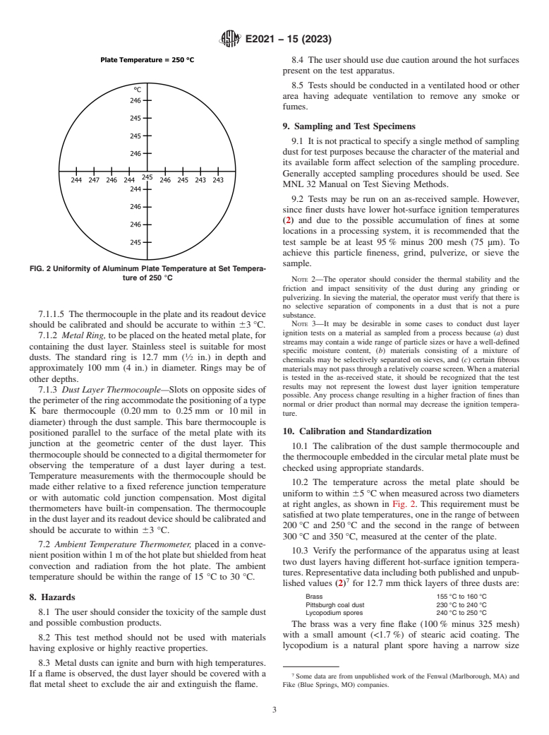 ASTM E2021-15(2023) - Standard Test Method for  Hot-Surface Ignition Temperature of Dust Layers