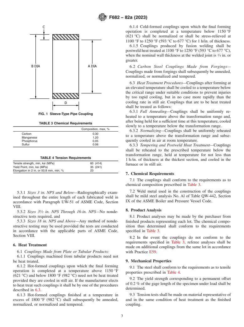 ASTM F682-82a(2023) - Standard Specification for  Wrought Carbon Steel Sleeve-Type Pipe Couplings