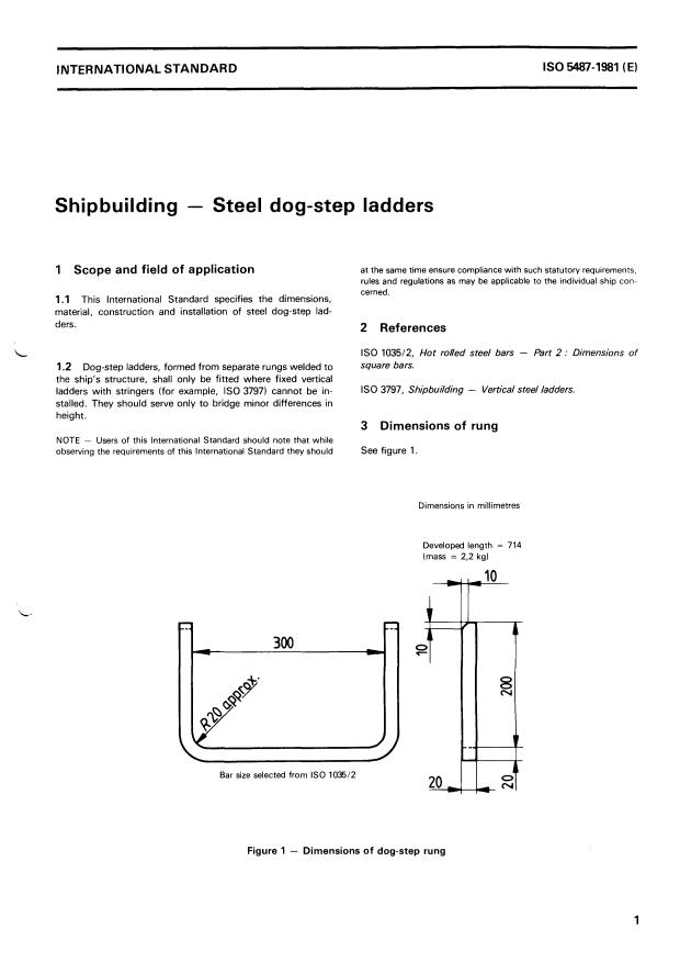 ISO 5487:1981 - Shipbuilding -- Steel dog-step ladders