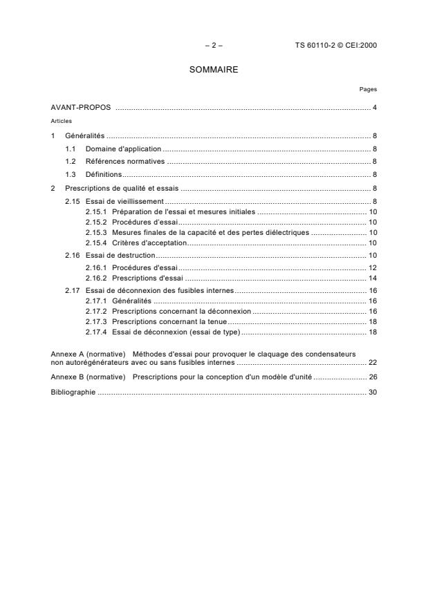 IEC TS 60110-2:2000 IEC TS 60110-2:2000 - Power capacitors for induction heating installations - Part 2: Ageing test, destruction test and requirements for disconnecting internal fuses - Page 4 preview
