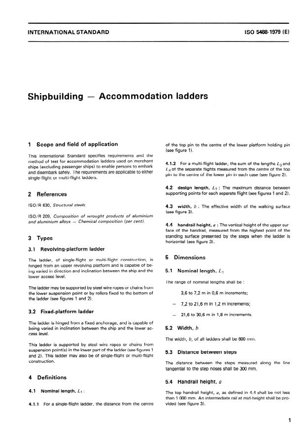 ISO 5488:1979 - Shipbuilding -- Accommodation ladders