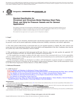 REDLINE ASTM A240/A240M-23 - Standard Specification for  Chromium and Chromium-Nickel Stainless Steel Plate, Sheet,  and Strip for Pressure Vessels and for General Applications
