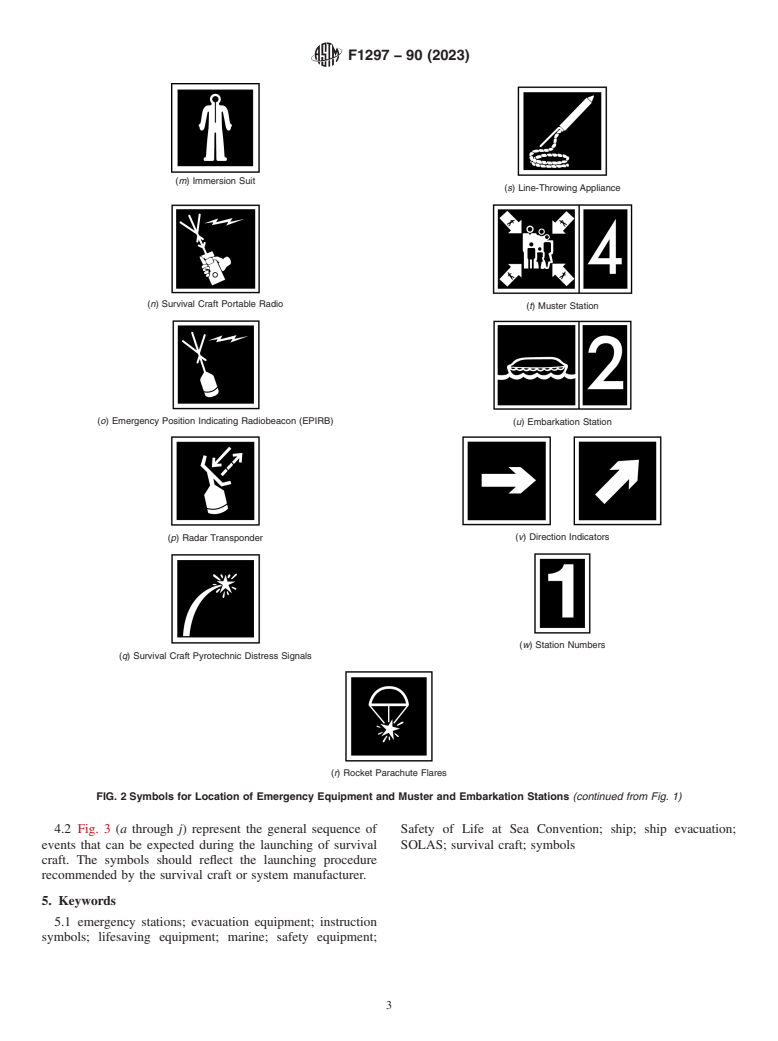 ASTM F1297-90(2023) - Standard Guide for  Location and Instruction Symbols for Evacuation and Lifesaving   Equipment