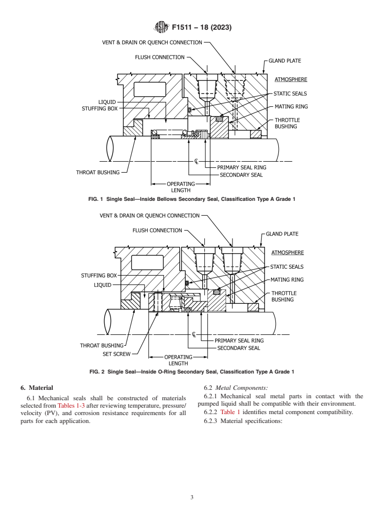 ASTM F1511-18(2023) - Standard Specification for  Mechanical Seals for Shipboard Pump Applications