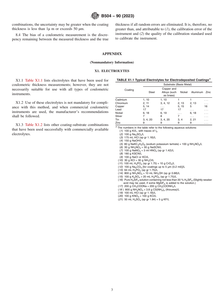 ASTM B504-90(2023) - Standard Test Method for  Measurement of Thickness of Metallic Coatings by the Coulometric   Method