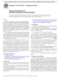ASTM D7737/D7737M-15(2023) ASTM D7737/D7737M-15(2023) - Standard Test Method for Individual Geogrid Junction Strength - Page 1 preview