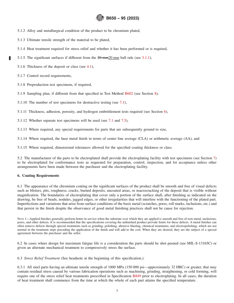 REDLINE ASTM B650-95(2023) - Standard Specification for  Electrodeposited Engineering Chromium Coatings on Ferrous Substrates