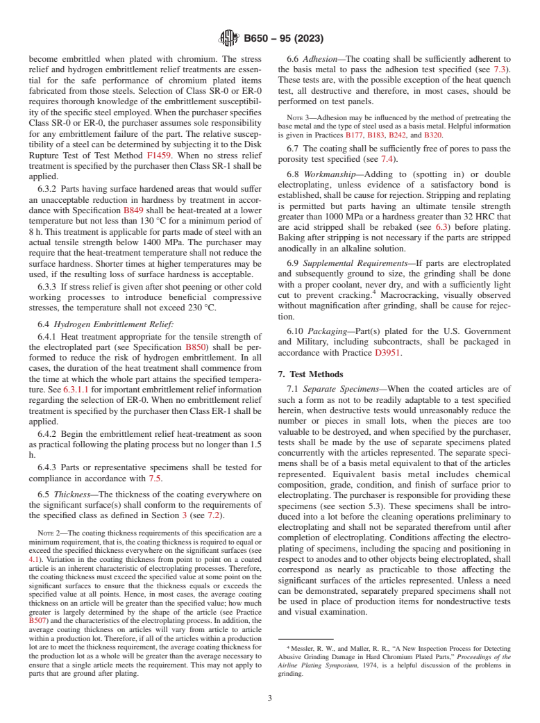 ASTM B650-95(2023) - Standard Specification for  Electrodeposited Engineering Chromium Coatings on Ferrous Substrates