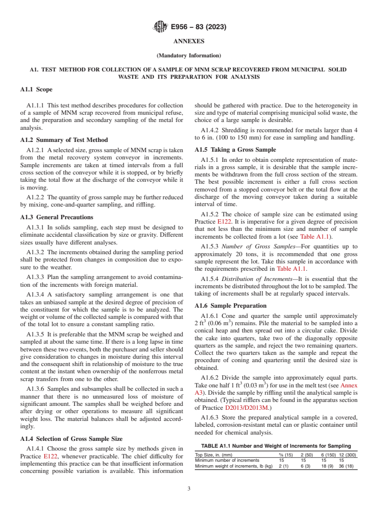 ASTM E956-83(2023) - Standard Classification for  Municipal Mixed Nonferrous Metals (MNM)