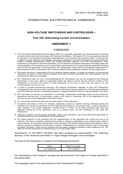 IEC 62271-100:2021/AMD1:2024 - Amendment 1 - High-voltage switchgear and controlgear - Part 100: Alternating-current circuit-breakers
Released:19. 08. 2024
Isbn:9782832295434 - Page 4 preview