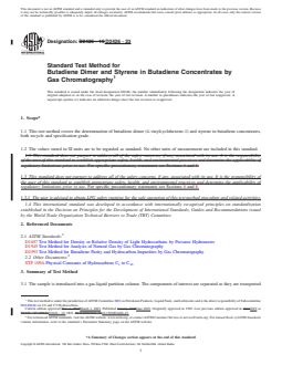 ASTM D2426-23 REDLINE ASTM D2426-23 - Standard Test Method for Butadiene Dimer and Styrene in Butadiene Concentrates by Gas Chromatography - Page 1 preview