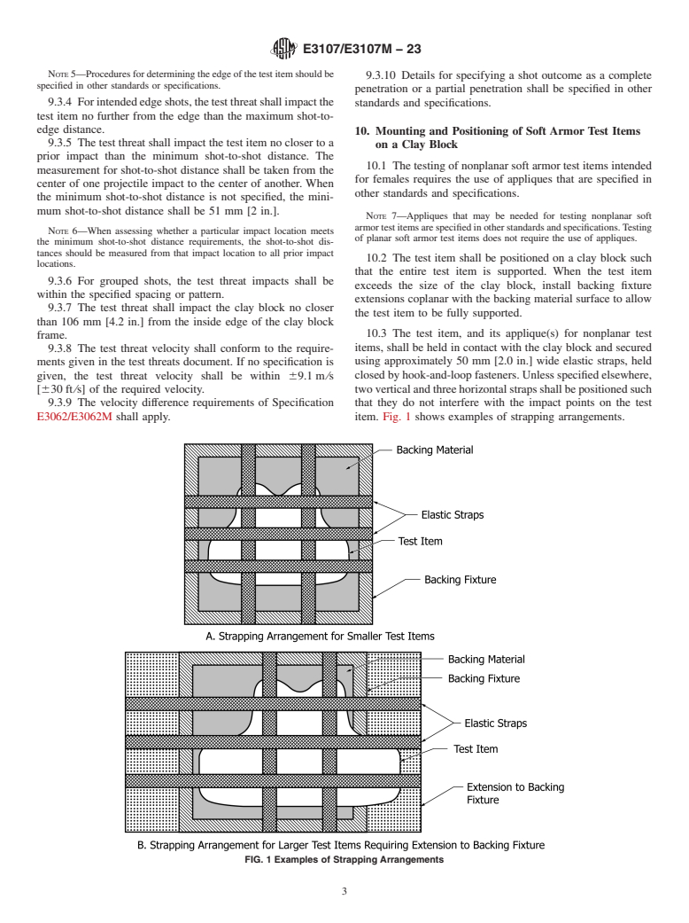 ASTM E3107/E3107M-23 - Standard Test Method for Resistance to Penetration and Backface Deformation for Ballistic-resistant  Torso Body Armor and Shoot Packs