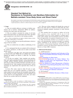 ASTM E3107/E3107M-23 - Standard Test Method for Resistance to Penetration and Backface Deformation for Ballistic-resistant  Torso Body Armor and Shoot Packs