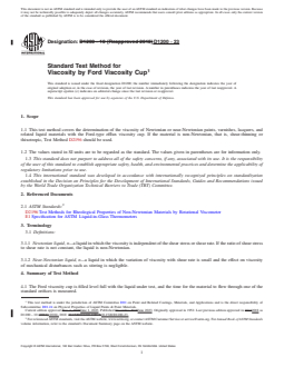 ASTM D1200-23 REDLINE ASTM D1200-23 - Standard Test Method for Viscosity by Ford Viscosity Cup - Page 1 preview