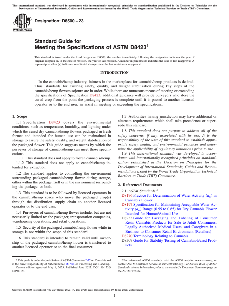 ASTM D8500-23 - Standard Guide for Meeting the Specifications of ASTM D8423