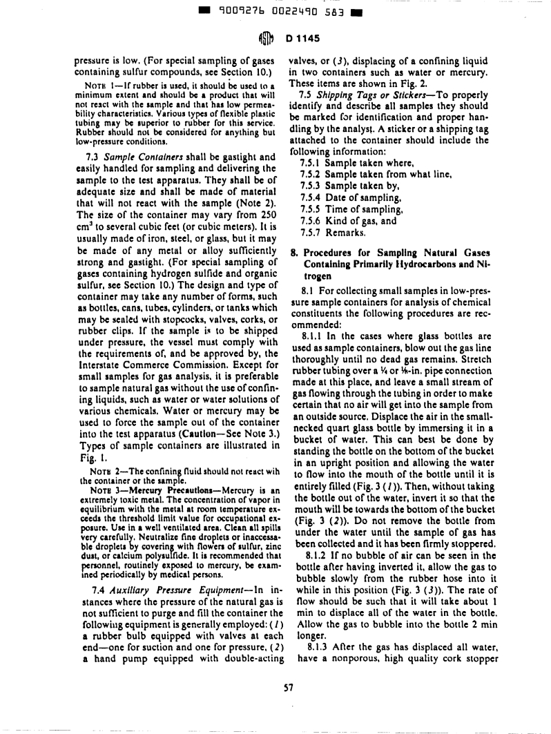 ASTM D1145-80 - Test Method for Sampling Natural Gas (Withdrawn 1986)