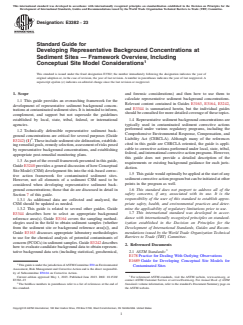 ASTM E3382-23 - Standard Guide for Developing Representative Background Concentrations at Sediment  Sites — Framework Overview, Including Conceptual Site Model  Considerations